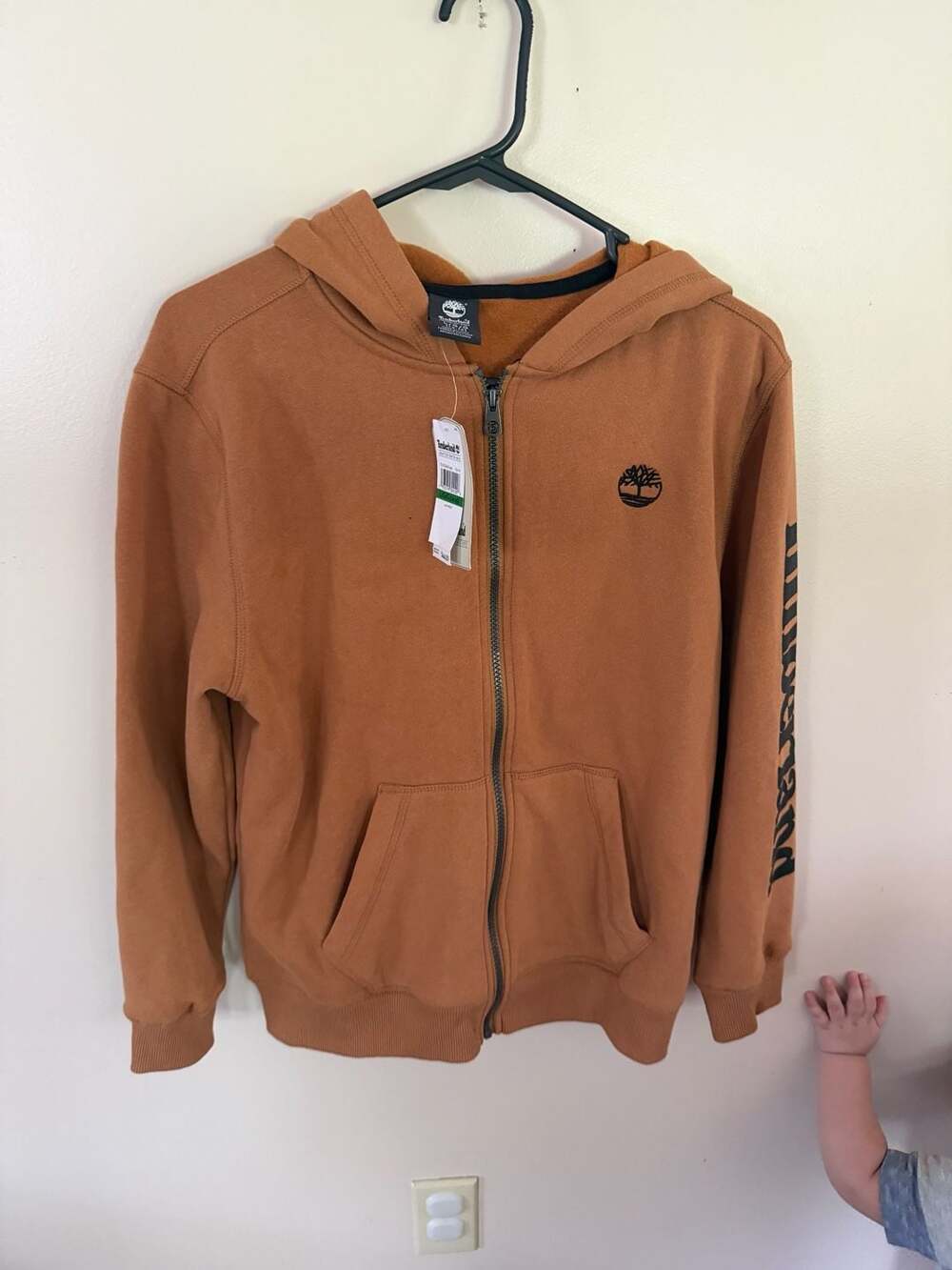 Timberland Boys Wheat Full-Zip Logo Hoodie Size L (14-16)